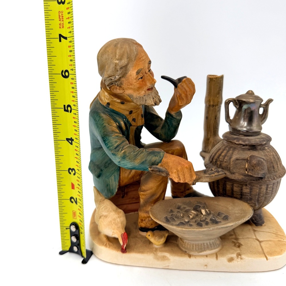 Vintage Norleans Japan Ceramic Figurine Old Man Smoking Pipe Stove Chicken‎ 7in - Picture 9 of 9